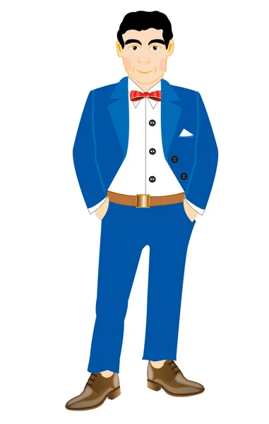 Man in turn blue suit — Stock Vector