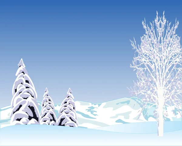 Hermoso paisaje de invierno — Vector de stock