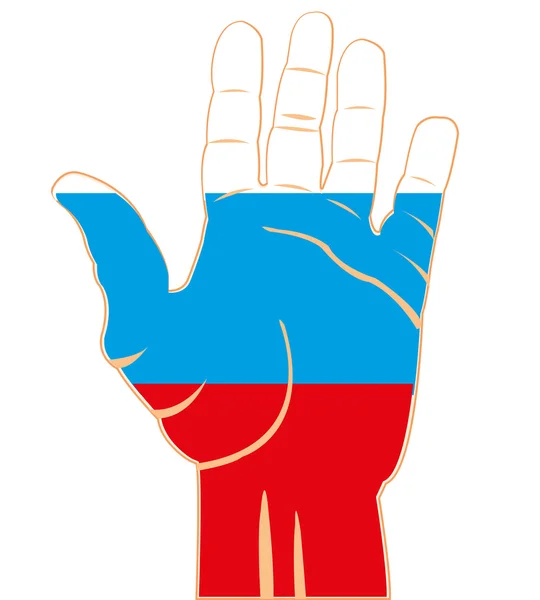 Флаг России на ладони — стоковый вектор