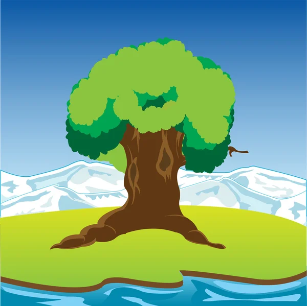Großer Uferbaum — Stockvektor