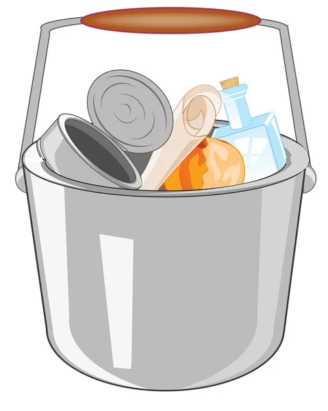 Pail with rubbish — Stock Vector