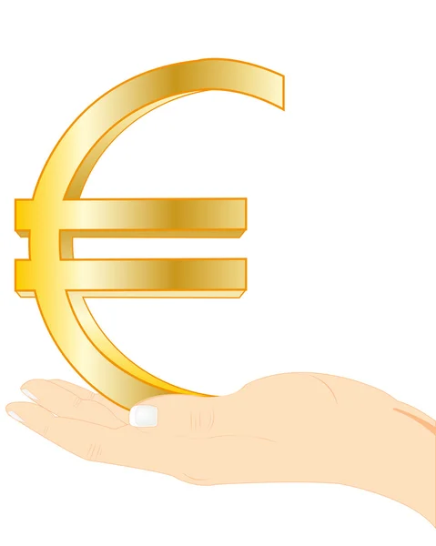Znak eura v dlani — Stockový vektor