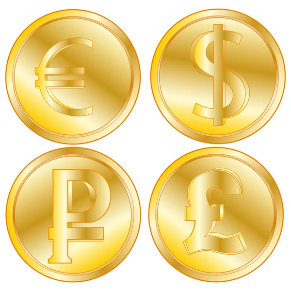 Monedas de oro de los diferentes países — Vector de stock
