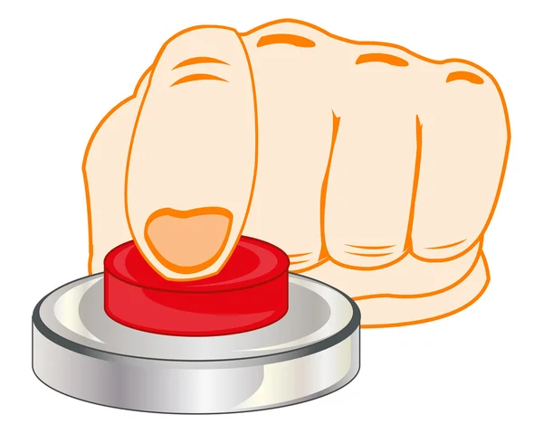 Finger on red button — Stock Vector