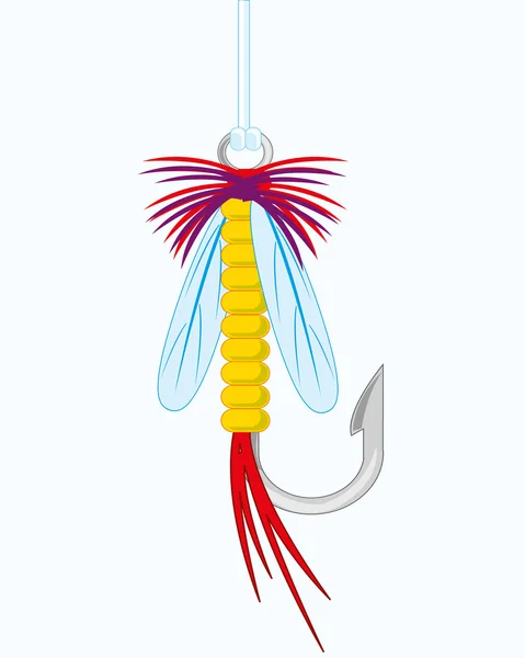 Mosca artificial para pescadores — Vetor de Stock