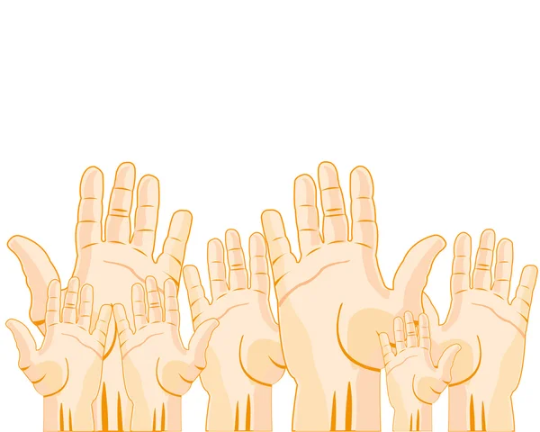 Sok emelt kezek — Stock Vector