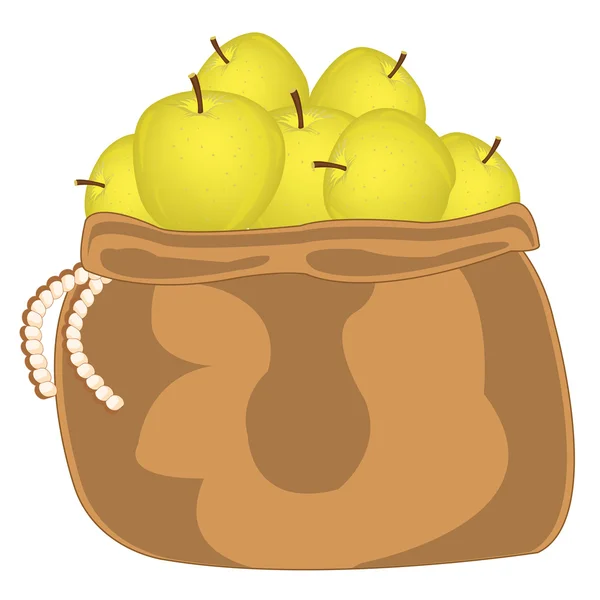 Yellow apple in bag — Stock Vector