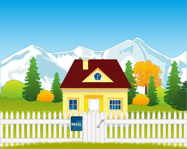 Small house on glade — Stock Vector