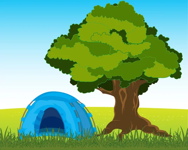Zelt unter Baum — Stockvektor