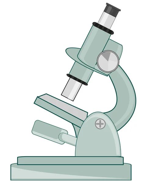 Microscopio de herramientas científicas para aumentar y estudiar microorganismos — Vector de stock