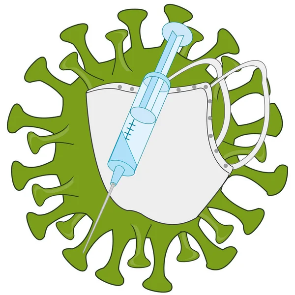Маска и защитные реагенты для вакцины COVID-19 — стоковый вектор