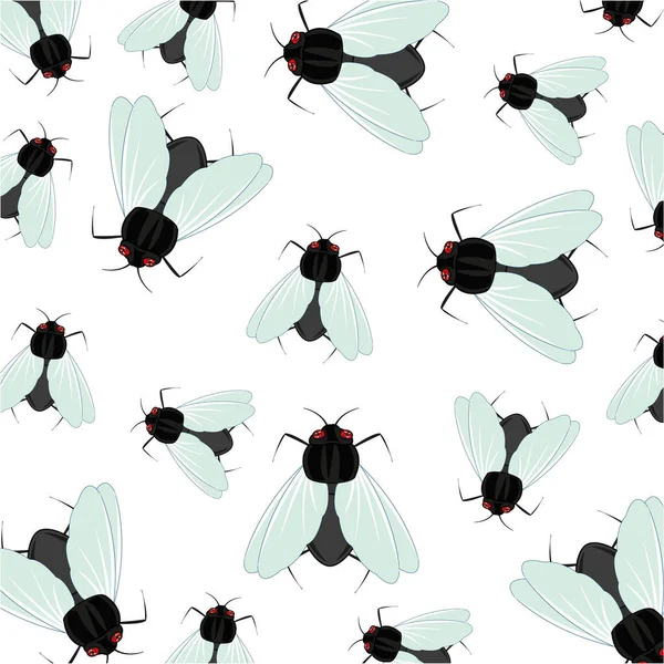 Ilustración vectorial del patrón decorativo de mosca de insectos — Vector de stock