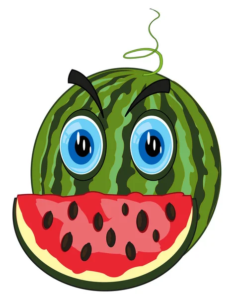 Desenhos animados da melancia de fruto madura com olho —  Vetores de Stock
