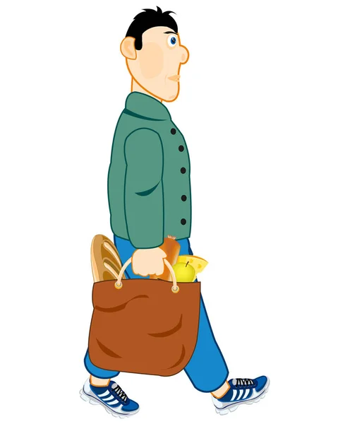 Illustration vectorielle hommes avec sac des produits — Image vectorielle