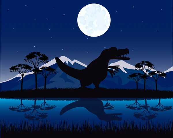 Dinosaure sur la nature — Image vectorielle
