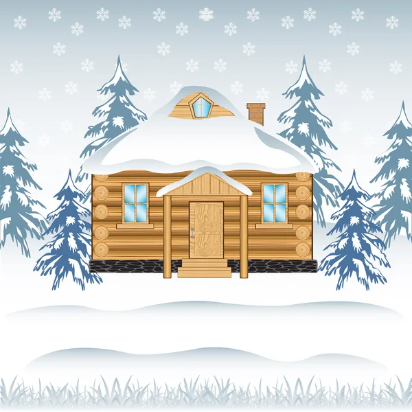 House in wood — Stock Vector