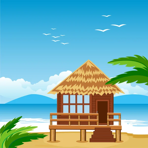 Lodge en la playa — Vector de stock