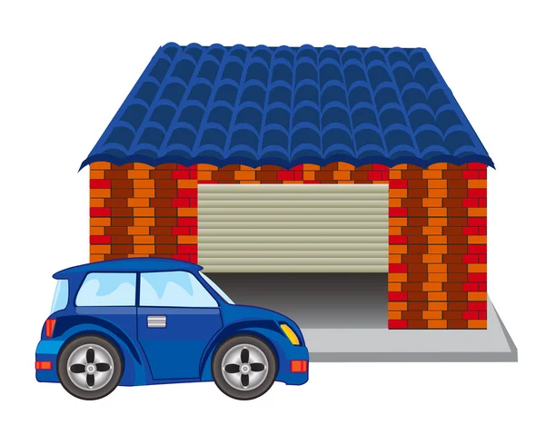 Bil nära garage — Stock vektor