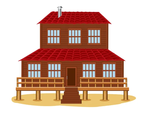 Big wooden house — Stock Vector