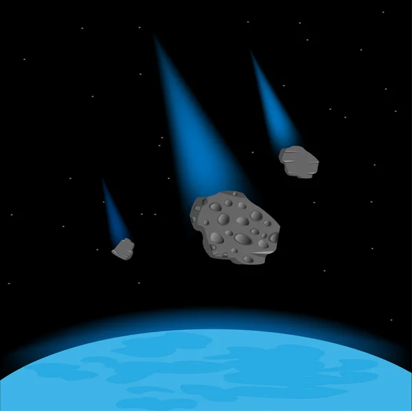 Meteorites fall on planet — Stock Vector