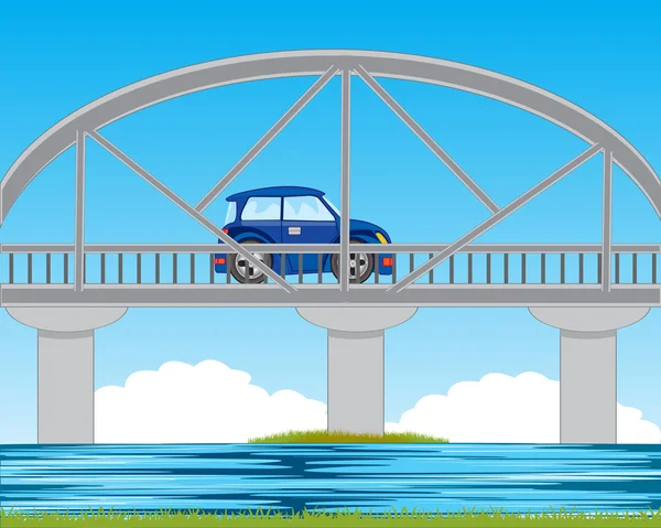 Bridge through river — Stock Vector