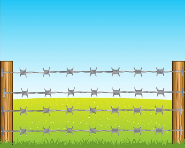 Poles with barbed wire — Stock Vector