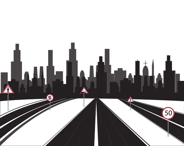 Big city and roads — Stock Vector