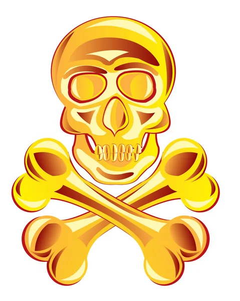 Golden skull with bone — Stock Vector