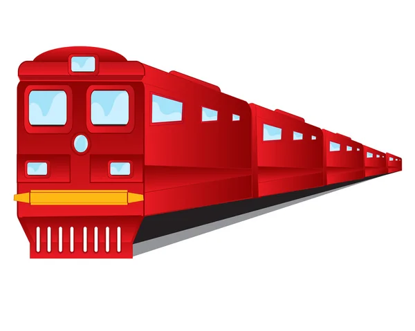 Train of the red colour on white background — Stock Vector