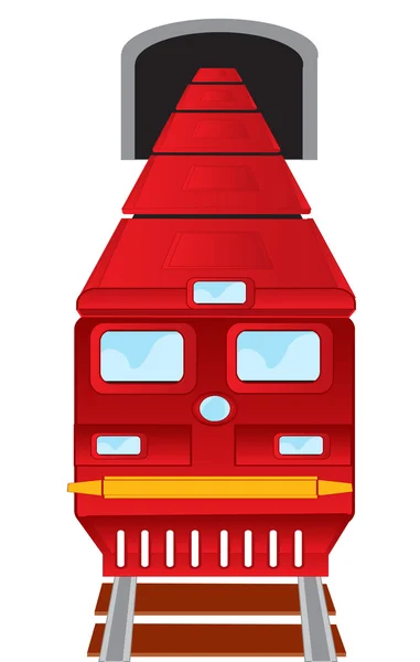 Tren rojo sale del metro — Vector de stock