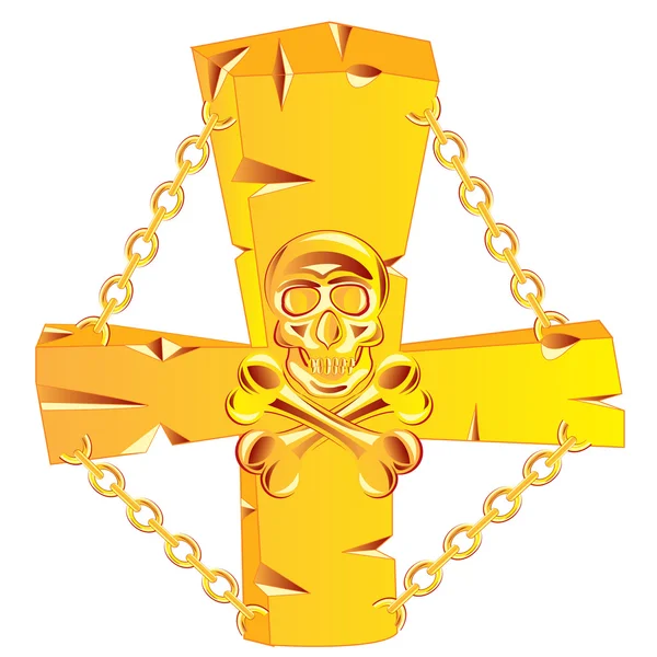 Cross and skull golden — Stock Vector