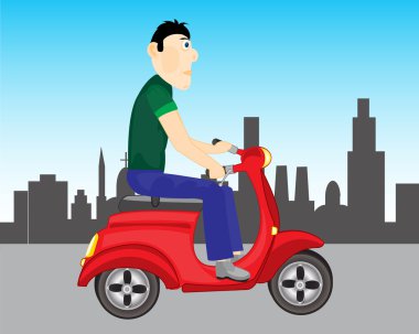 Adam scooter üzerinde gider