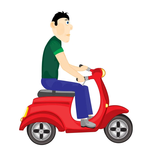 Hombre va en scooter — Archivo Imágenes Vectoriales