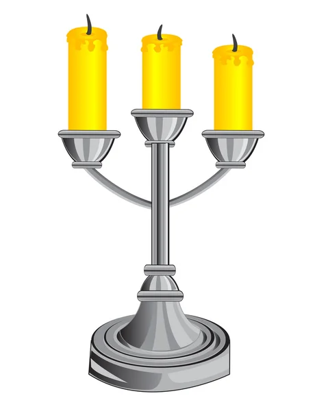 Candlestick on three candles — Stock Vector