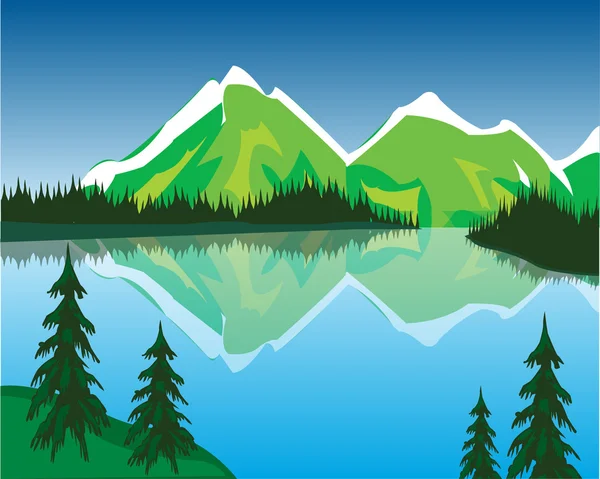 Lago en las montañas — Vector de stock