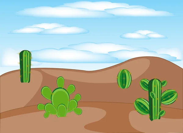 Les cactus dans le désert — Image vectorielle