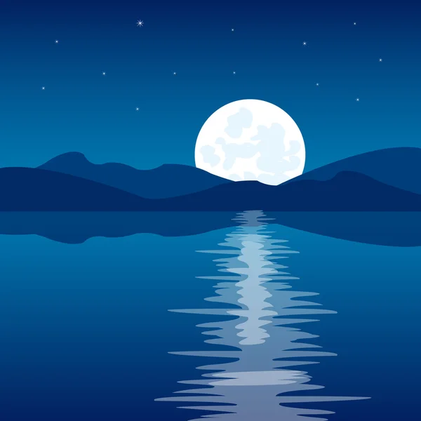 Reflejo de la luna en el agua — Vector de stock