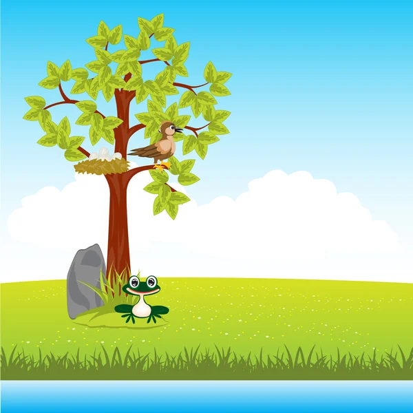 Paysage avec arbre — Image vectorielle