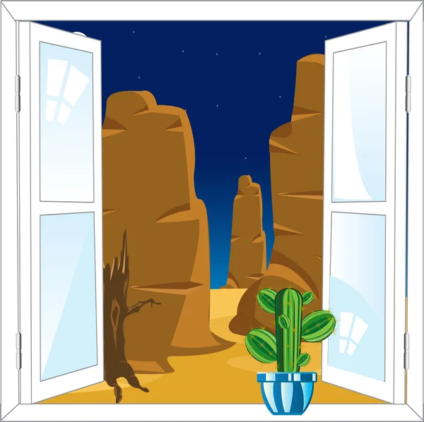 Window in desert — Stock Vector