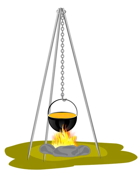 Caldron sur les feux de camp — Image vectorielle