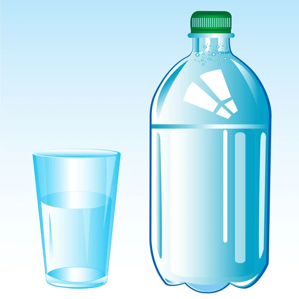 Agua mineral y vidrio — Vector de stock