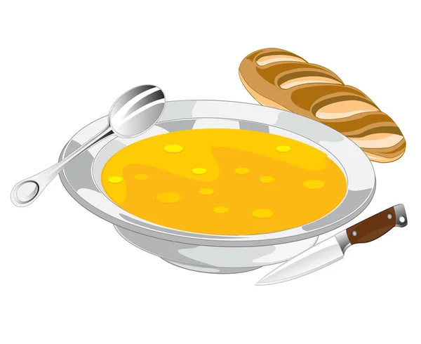 Plate with soup — Stock Illustration Plate with soup Stock Vector