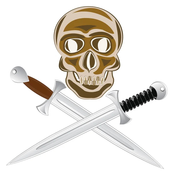 Dos espada y cráneo — Vector de stock