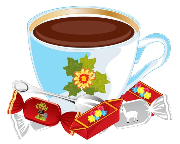 Hrnek káva a sladkosti — Stockový vektor
