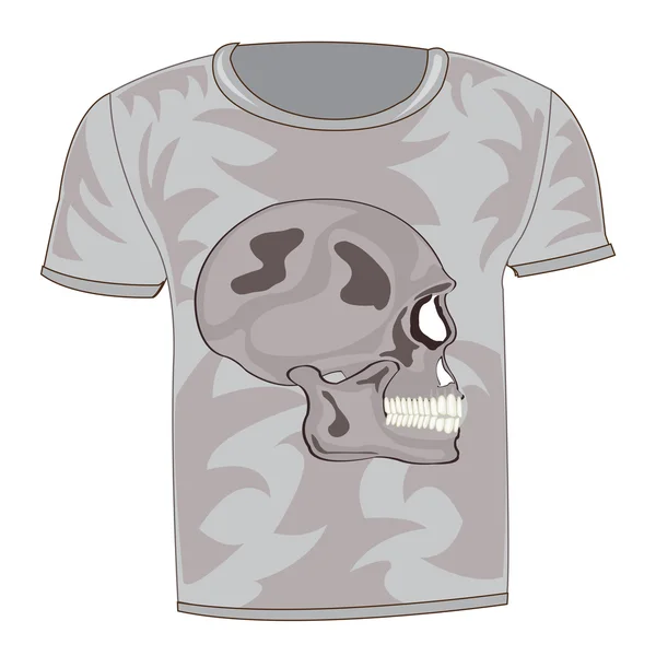 T-shirt with drawing of the skull — Stock Vector