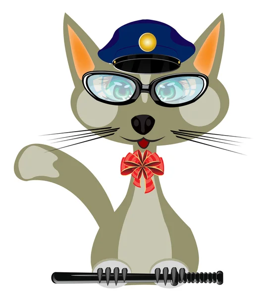 Katze in Gestalt der Polizei — Stockvektor