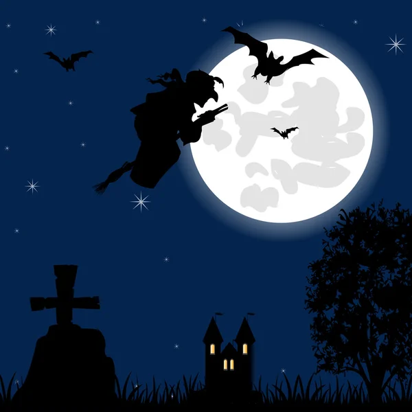 Evil spirits power in night on Halloween — Stock Vector