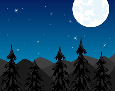 Gece mountain ve ay