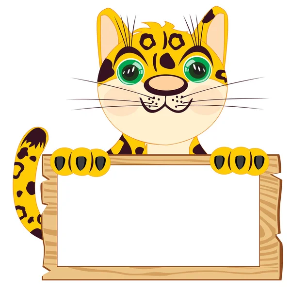 Leopard with poster — Stock Vector