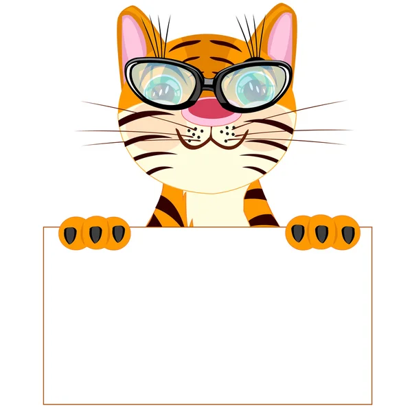 Tigre avec affiche — Image vectorielle